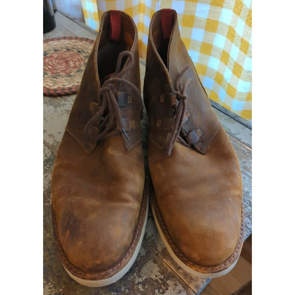 Clarks C&J TOR England Distressed Brown Leather Chukka Boots Men's Size 13 M